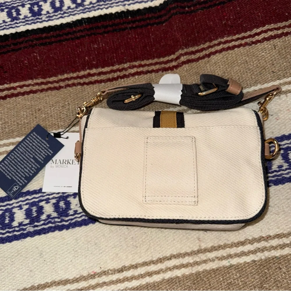 Market by Monica Coated Canvas Cream and Black Crossbody Bag - Picture 3 of 6